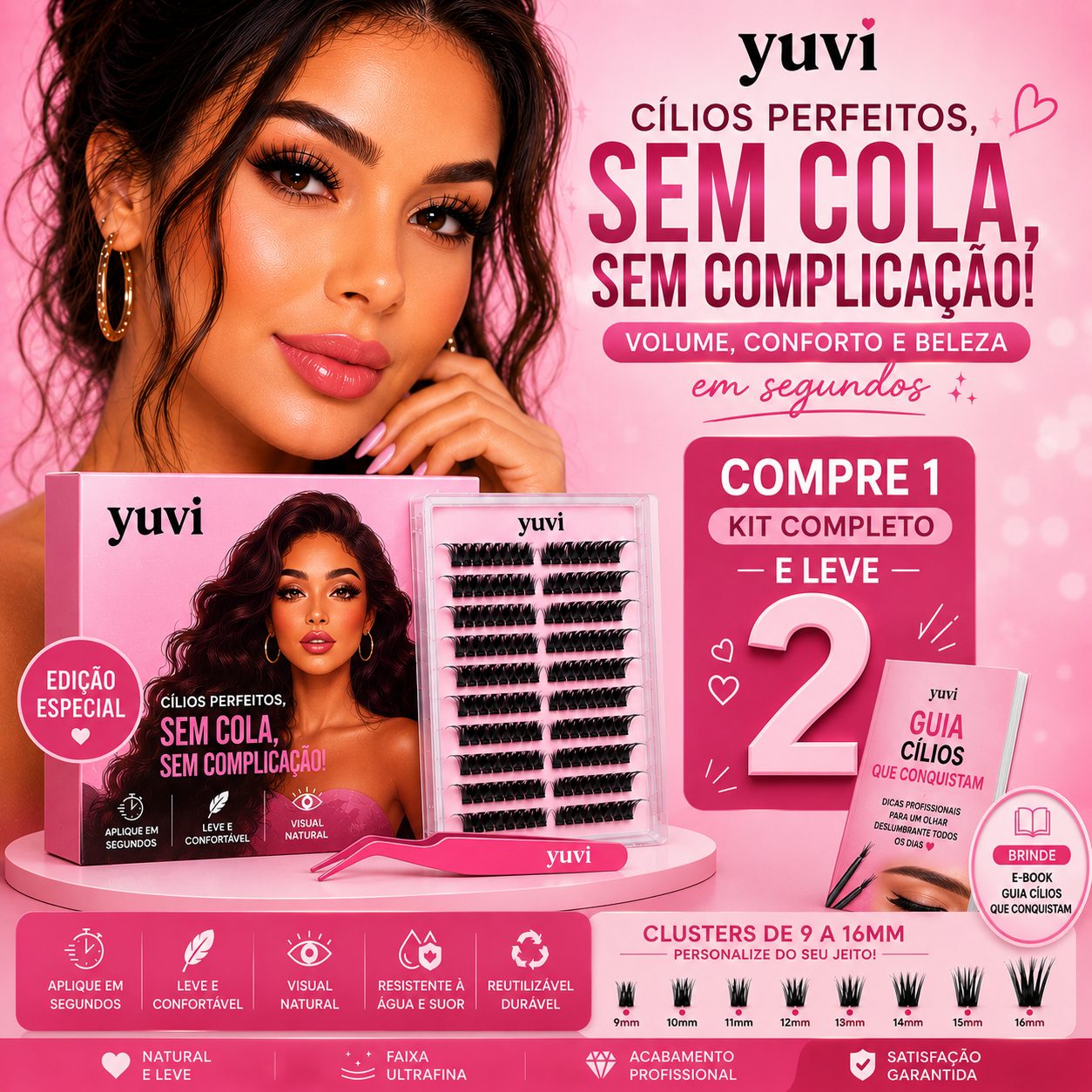 Yuvi™ LashLux Pro – Kit Completo Volume Efeito Extensão