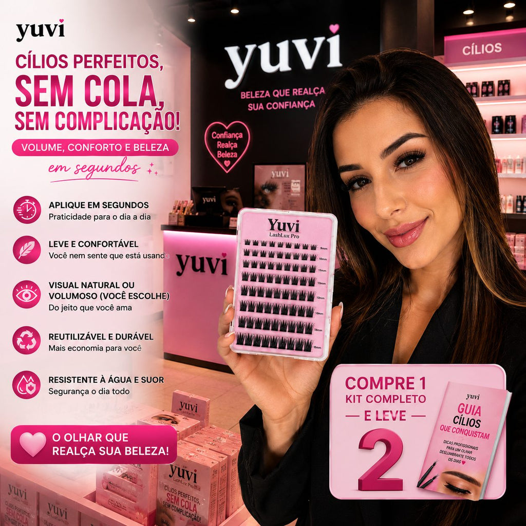 Yuvi™ LashLux Pro – Kit Completo Volume Efeito Extensão
