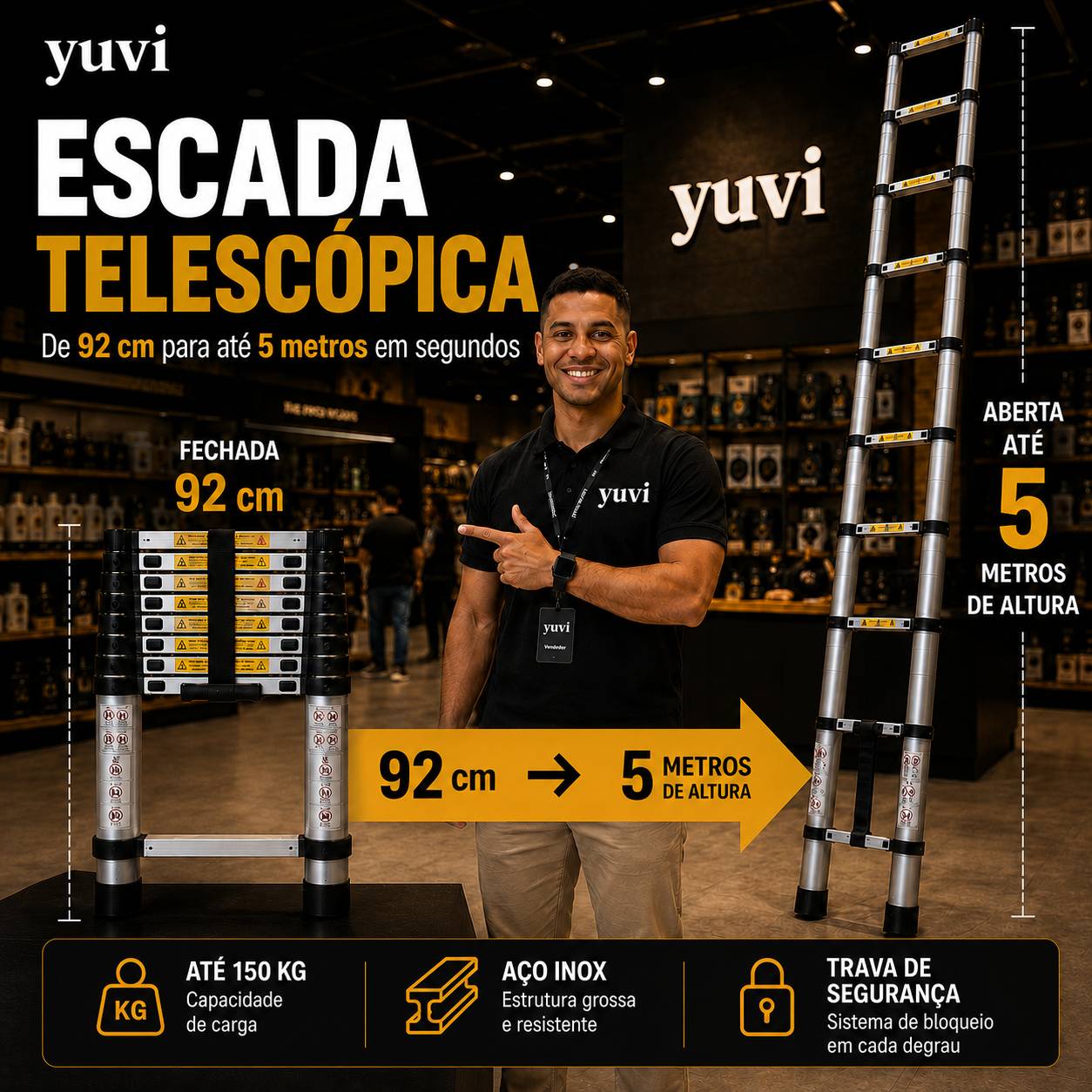 TitanReach™ Escada Telescópica Profissional 5 Metros