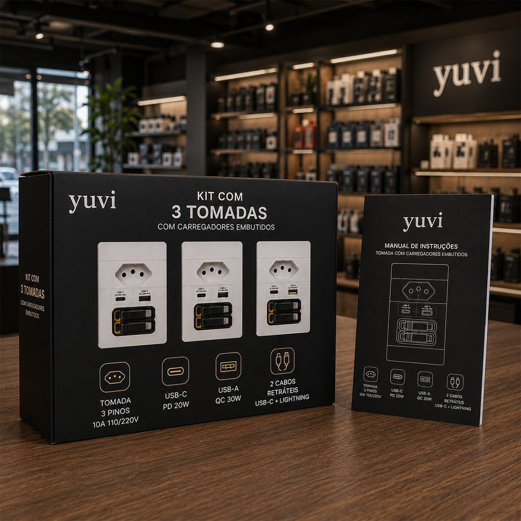 PowerWall Pro™  4 em 1 – Tomada Inteligente com Carregamento Rápido