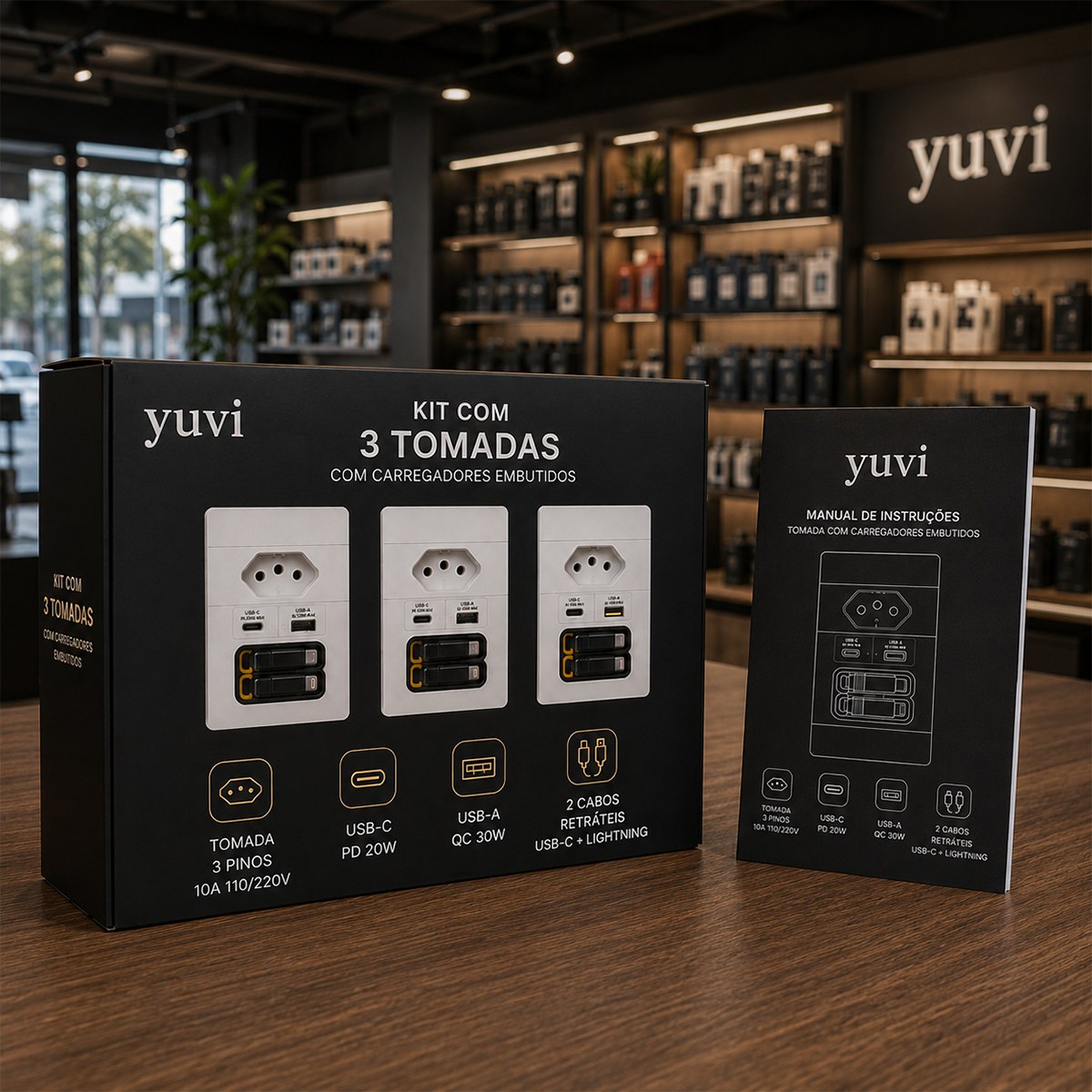PowerWall Pro™  4 em 1 – Tomada Inteligente com Carregamento Rápido