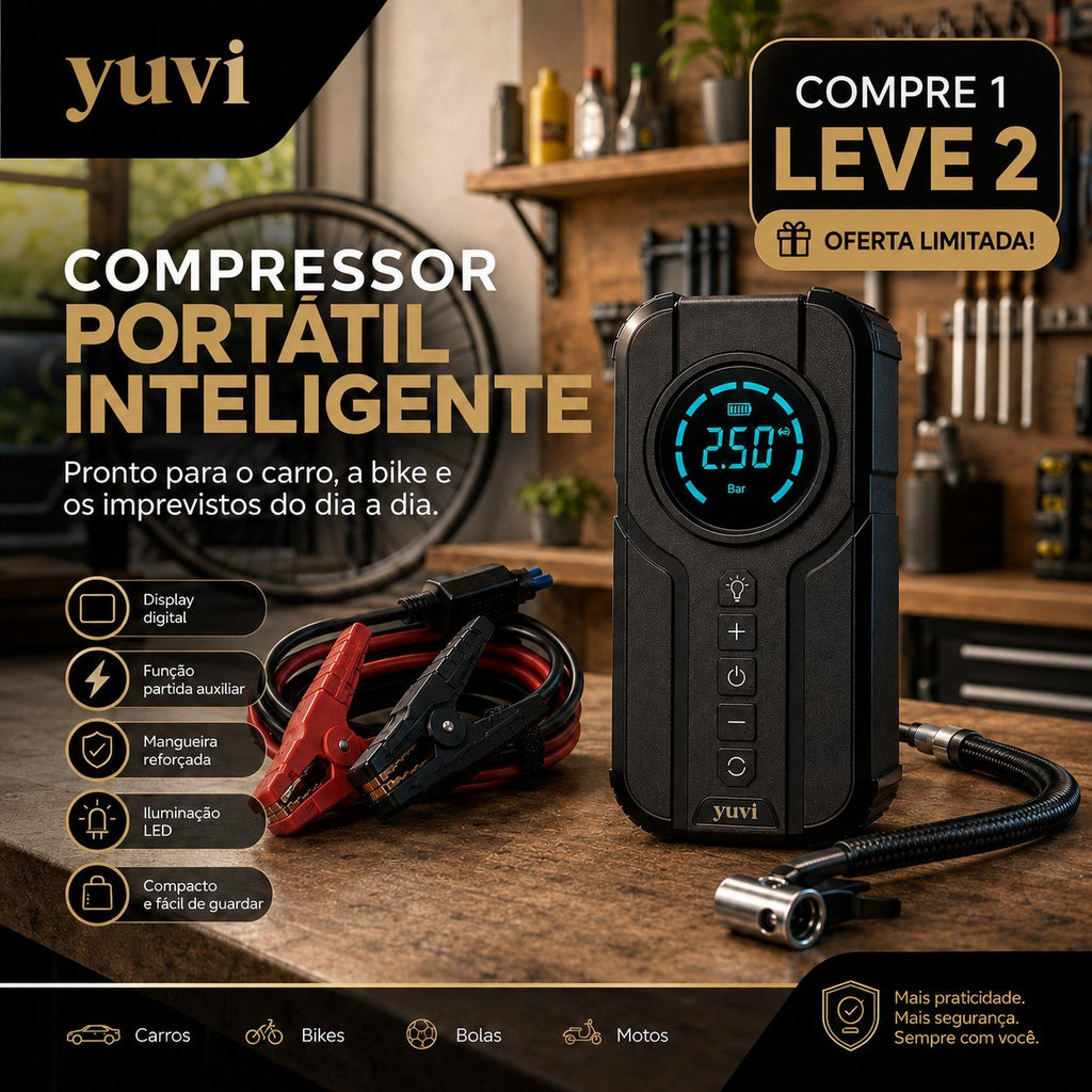 AirForce Pro™ – Compressor Portátil Inteligente (Compre 1 e Leve 2)