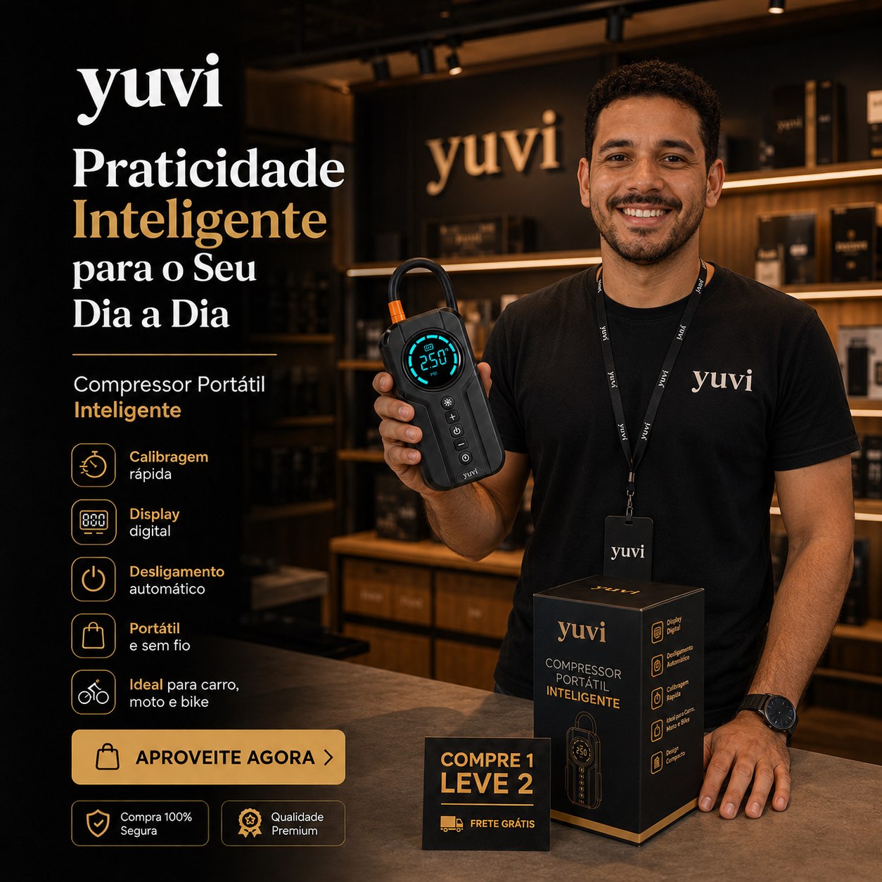 AirForce Pro™ – Compressor Portátil Inteligente (Compre 1 e Leve 2)