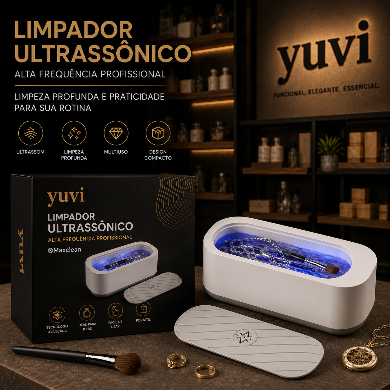 Limpador ultrassônico de Alta Frequência Profissional - ®Maxclean